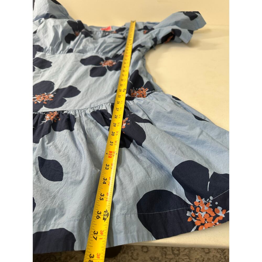 Super cute Kate Spade Light Blue Floral Midi Dress with Navy and Coral Accents - Picture 6 of 8